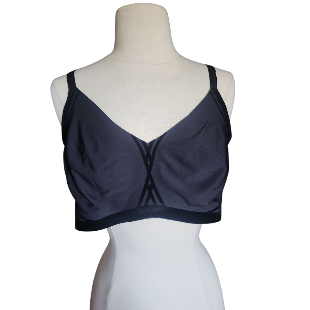 Honeylove Silhouette Bra Womens 1X Black Wireless Full Coverage Velvet Accent